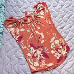Lauren Conrad Peach Floral Top